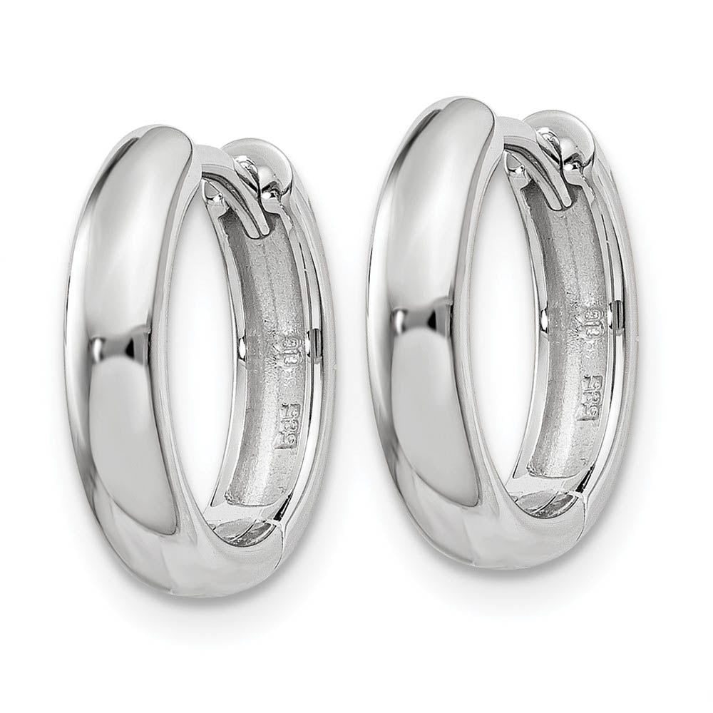 Hinged Huggie Round Hoop Earrings in 14k White Gold, 12mm (7/16 Inch)