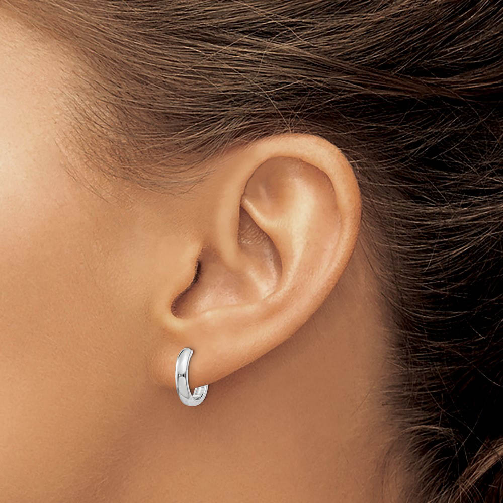 Hinged Huggie Round Hoop Earrings in 14k White Gold, 12mm (7/16 Inch)