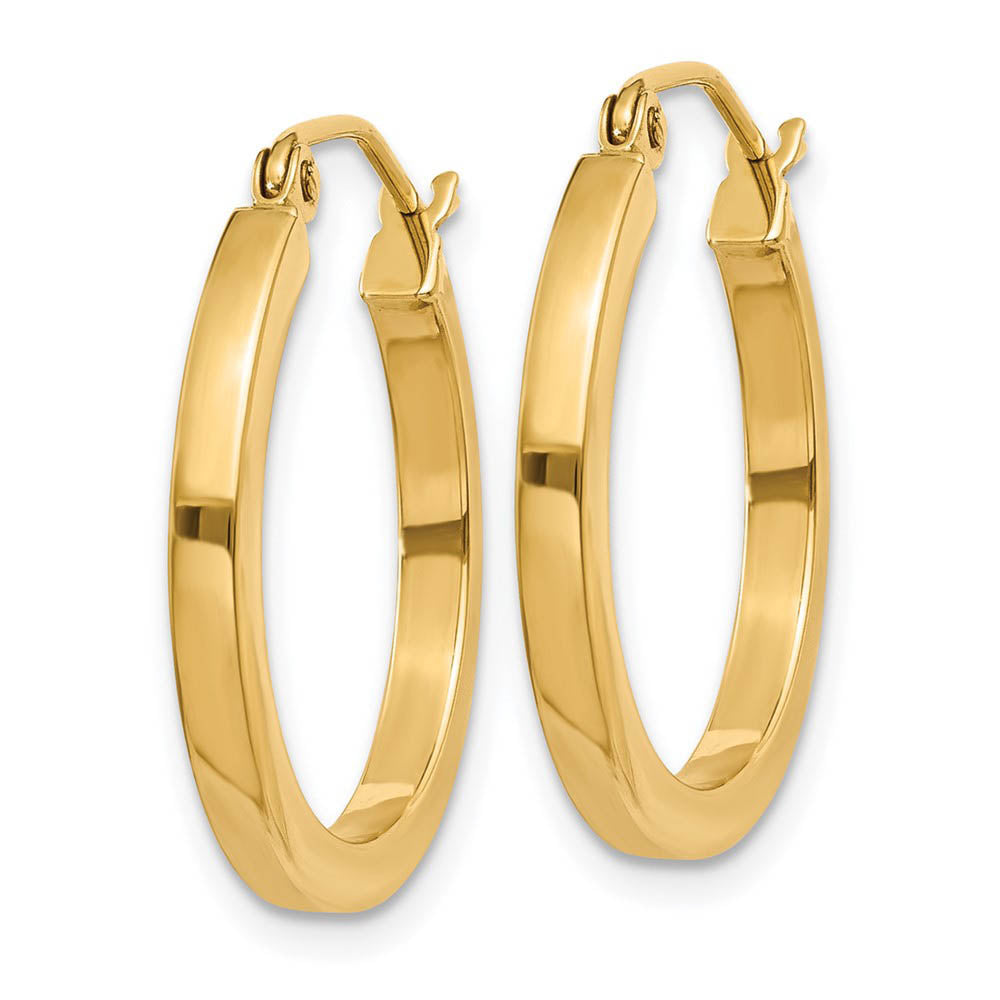 2mm, 14k Yellow Gold, Polished Square Tube Hoops, 20mm (3/4 Inch)