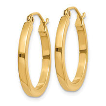 2mm, 14k Yellow Gold, Polished Square Tube Hoops, 20mm (3/4 Inch)