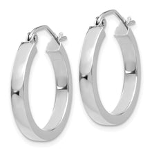 3mm, 14k White Gold Polished Rectangle Tube Hoops, 20mm (3/4 Inch)
