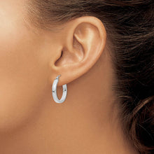 3mm, 14k White Gold Polished Rectangle Tube Hoops, 20mm (3/4 Inch)