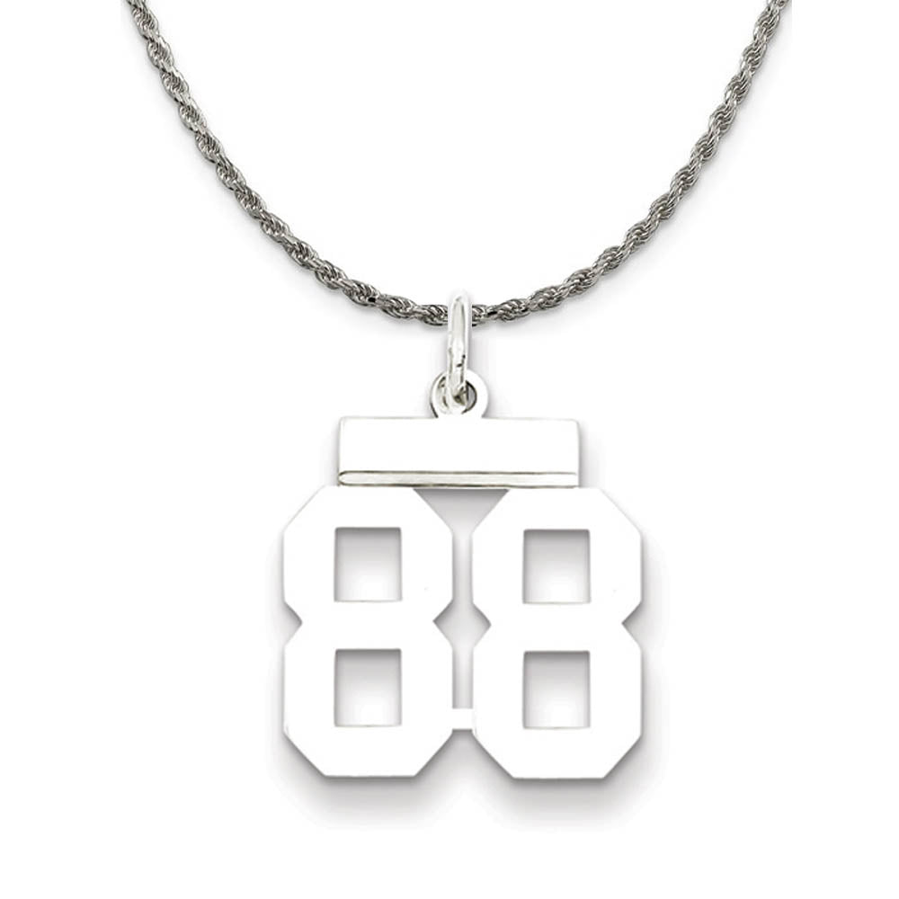 Sterling Silver Athletic Lg Polished Number 88 Necklace