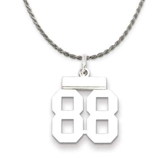 Sterling Silver Athletic Lg Polished Number 88 Necklace