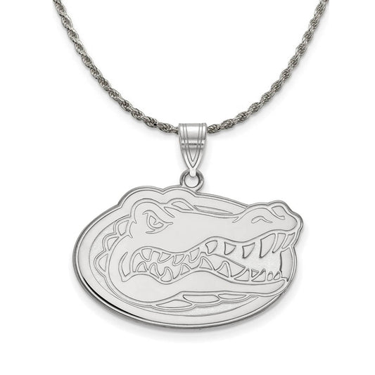 Sterling Silver U. of Florida Lg Gators Pendant Necklace