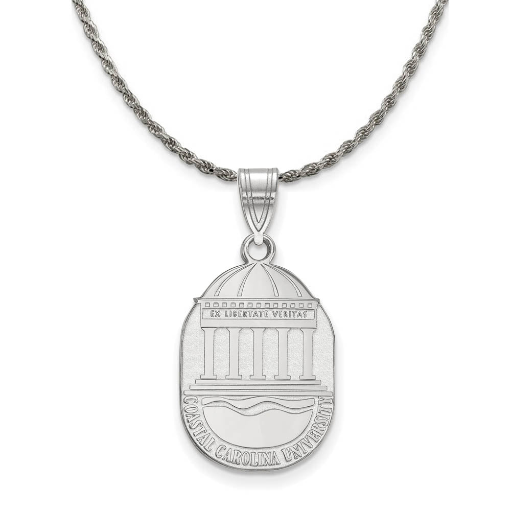Sterling Silver Coastal Carolina U Large Crest Pendant Necklace