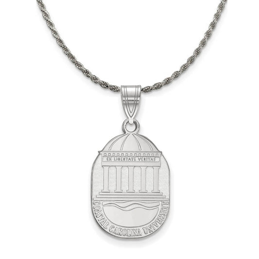 Sterling Silver Coastal Carolina U Large Crest Pendant Necklace