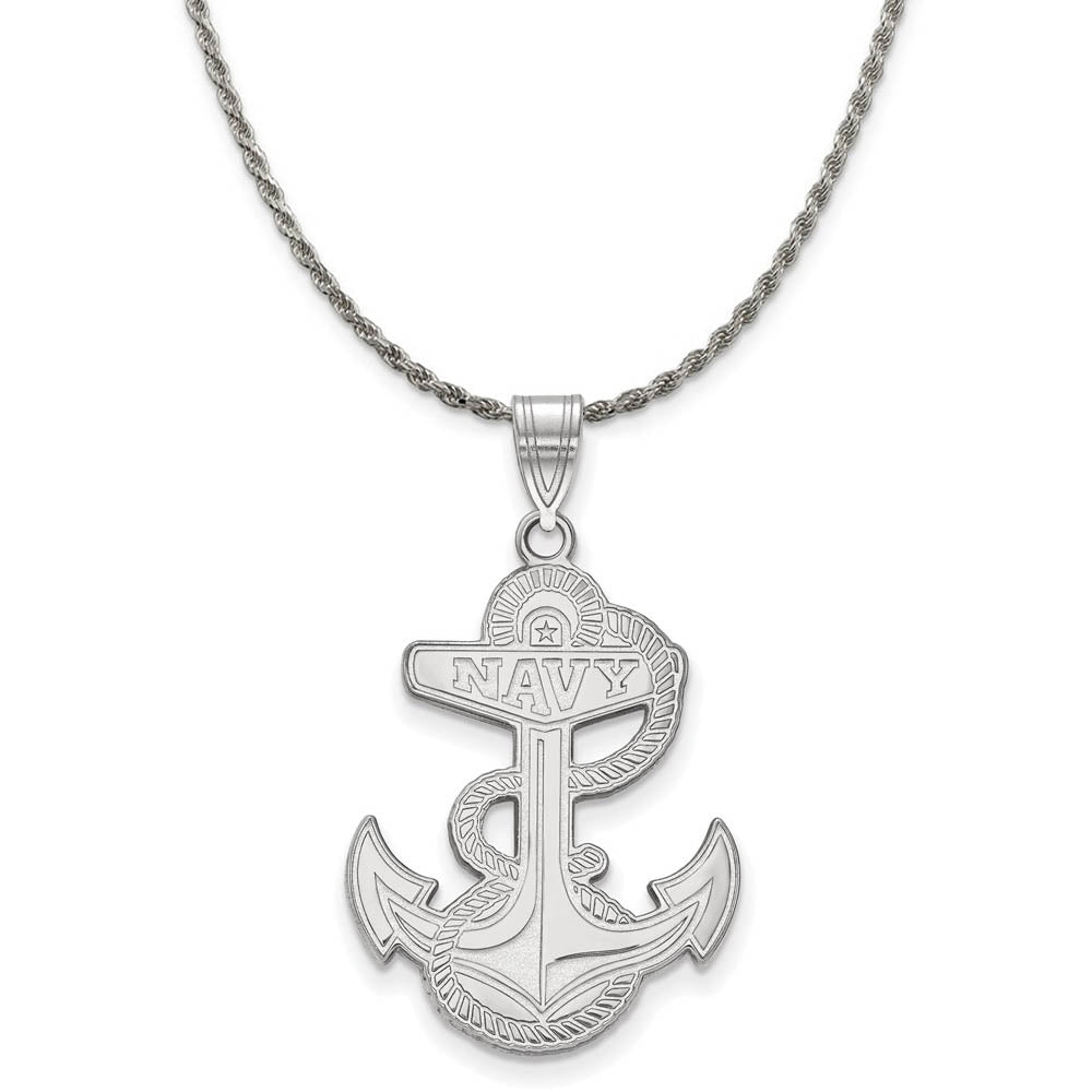 Sterling Silver U.S. Navy Large Pendant Necklace