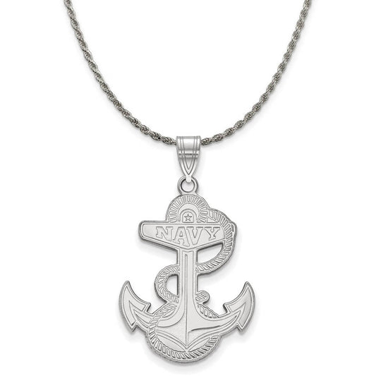 Sterling Silver U.S. Navy Large Pendant Necklace