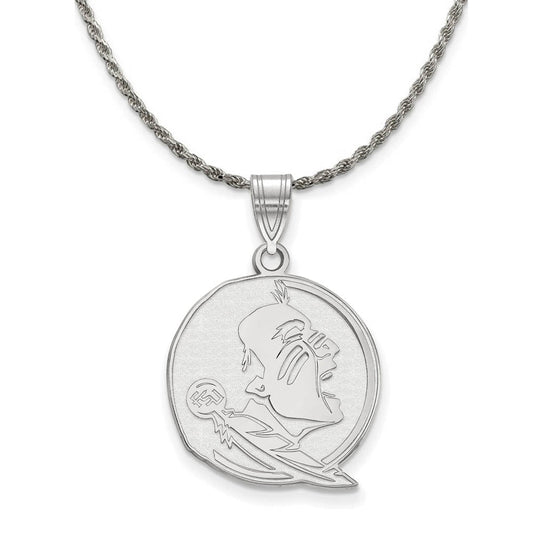Sterling Silver Florida State Seminoles Large Logo Necklace