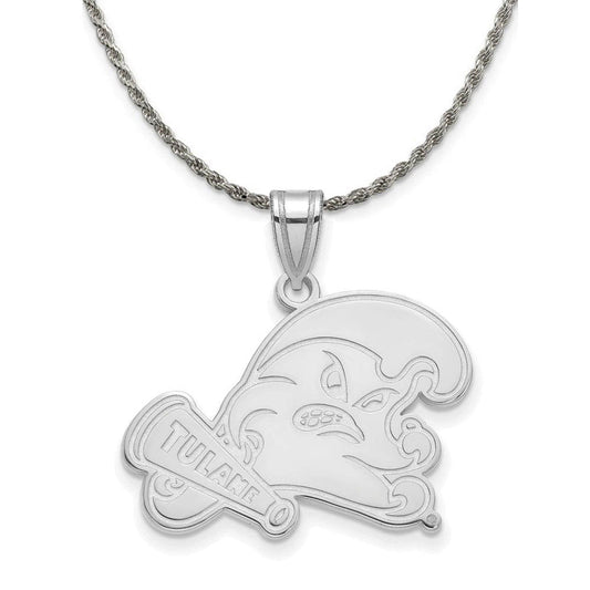 Sterling Silver Tulane U. XL Pendant Necklace