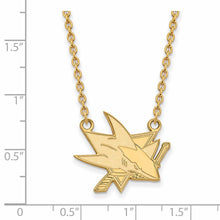 SS 14k Yellow Gold Plated NHL San Jose Sharks Large Necklace, 18 Inch