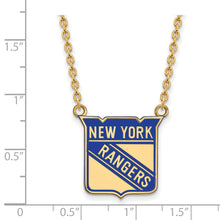 SS 14k Yellow Gold Plated NHL NY Rangers LG Enamel Necklace, 18 Inch