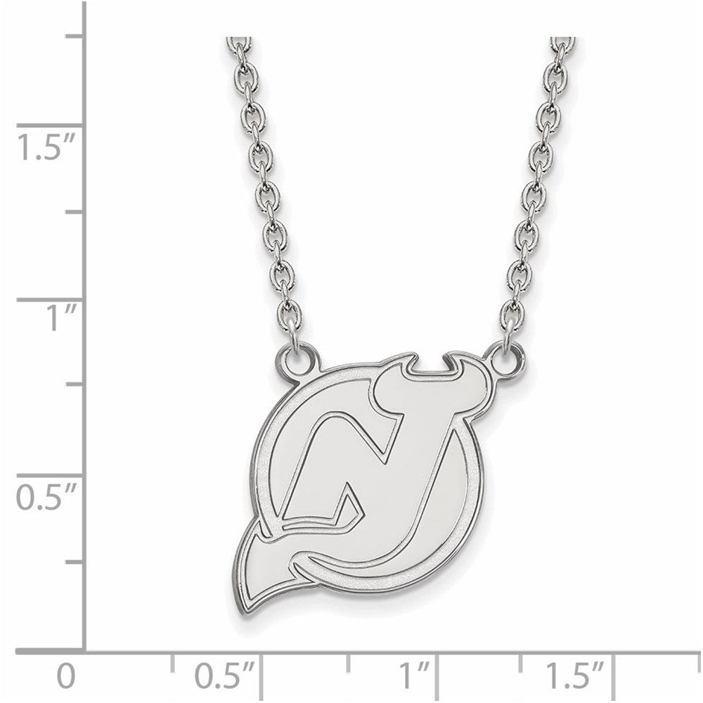 Sterling Silver NHL New Jersey Devils Large Necklace, 18 In