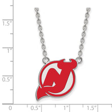 Sterling Silver NHL Devils LG Enamel Necklace, 18 Inch