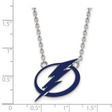 Sterling Silver NHL Lightning Large Enamel Necklace, 18 Inch