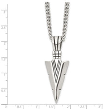 Men's Stainless Steel Large Antiqued Arrowhead Necklace, 22 Inch