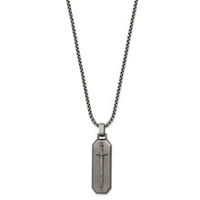 Stainless Steel Antiqued Brushed Mounted Sword Necklace, 24 Inch