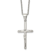 Stainless Steel Polished Crucifix Cross Necklace, 22 Inch
