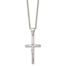 Stainless Steel Polished Crucifix Cross Necklace, 22 Inch