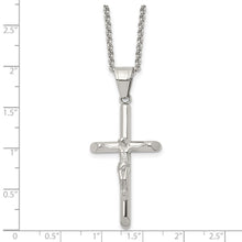 Stainless Steel Polished Crucifix Cross Necklace, 22 Inch