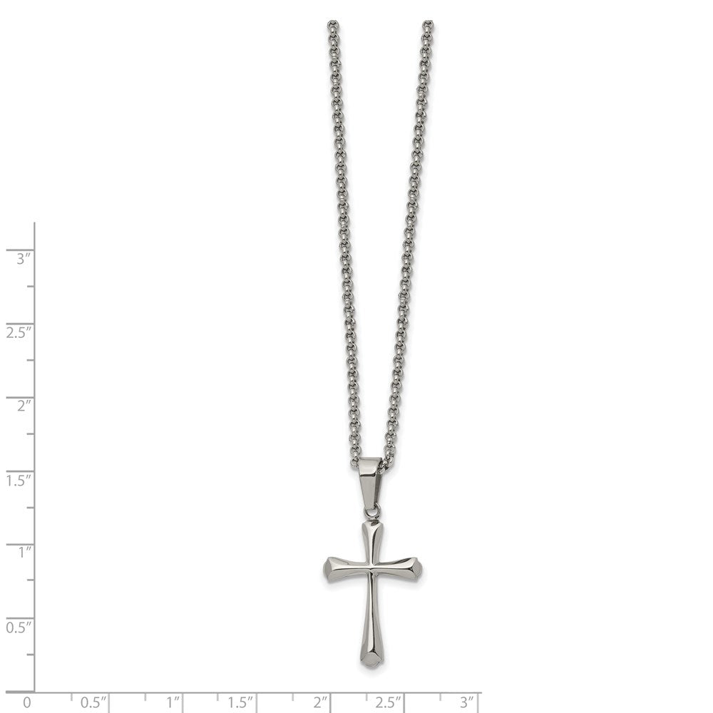 Stainless Steel Polished Cross Necklace, 22 Inch