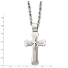 Men's Stainless Steel Large Triple Layer Cross Necklace, 24 Inch