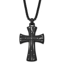 Men's Black Plated Stainless Steel Large Maltese Cross Necklace, 24 In