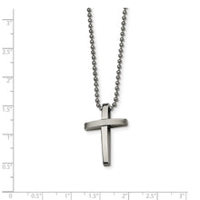 Men's Stainless Steel Small Brushed and Polished Cross Necklace, 18 In
