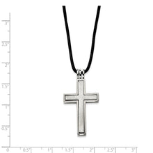 Stainless Steel and 2 Piece Leather Cord Cross Necklace