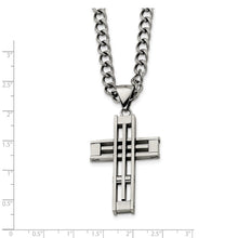 Stainless Steel Cross and 5mm Curb Chain Necklace - 22 Inch