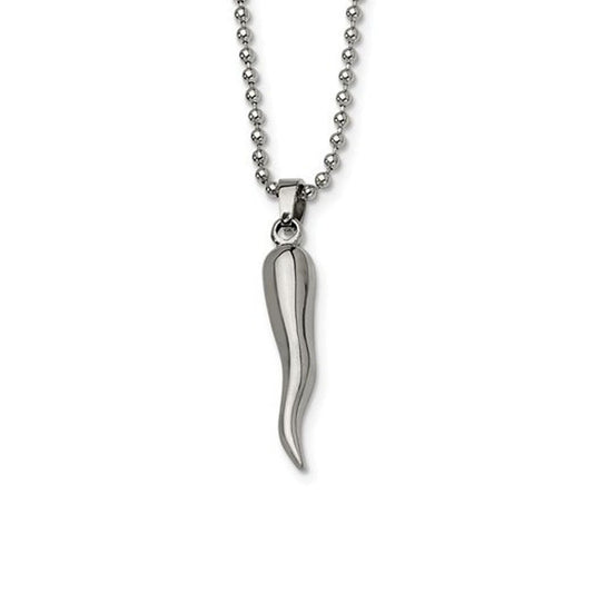 Stainless Steel Italian Horn Necklace