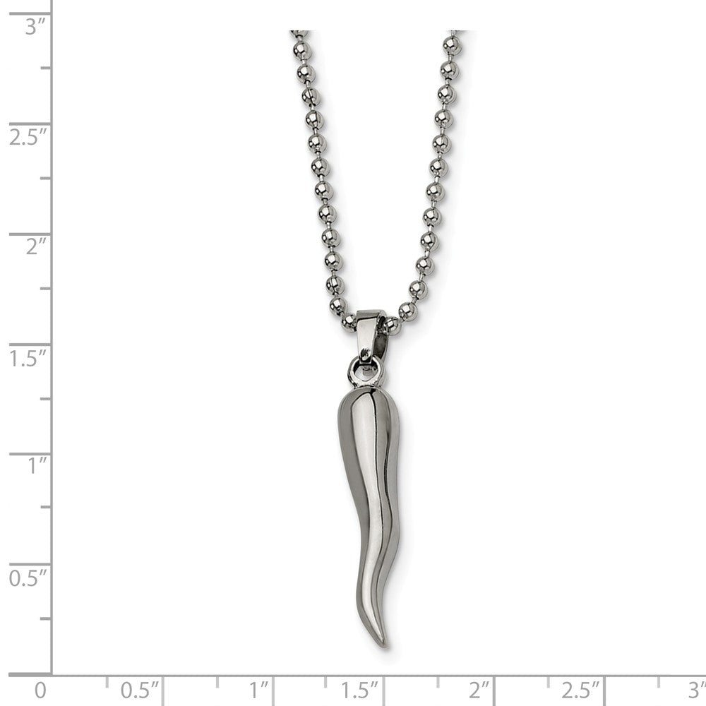 Stainless Steel Italian Horn Necklace