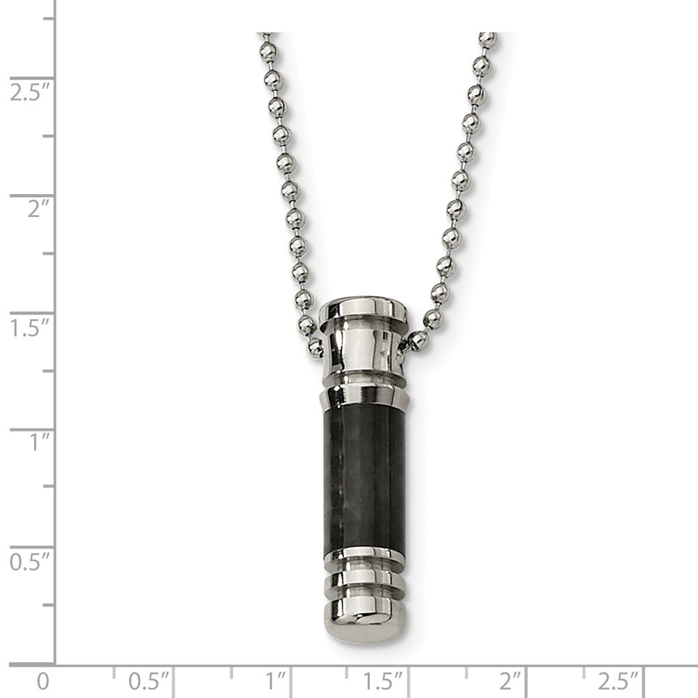 Stainless Steel Carbon Fiber Cylinder Necklace