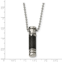 Stainless Steel Carbon Fiber Cylinder Necklace