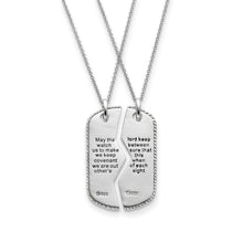 Rhodium Plated Sterling Silver Military Mizpah Dog Tag for 2 Necklace