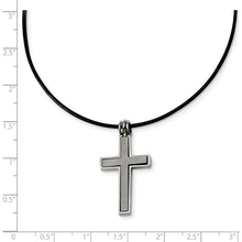 Titanium 2 Piece Cross and Black Leather Cord Necklace 18 Inch