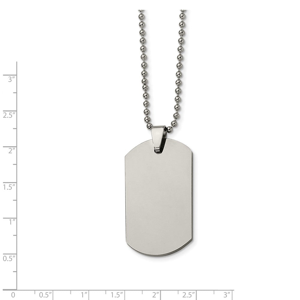 Tungsten Polished Dog Tag Necklace 22 Inch