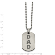 Stainless Steel Black Enamel Dad Dog Tag Necklace 24 Inch