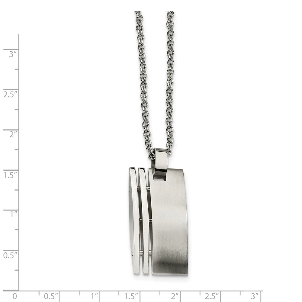 Men's Stainless Steel Brushed and Polished Pendant Necklace 22 Inch