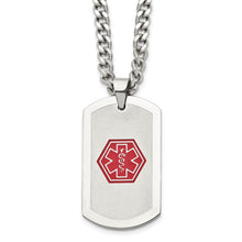 Stainless Steel Brushed Medical Dog Tag Necklace - 30 Inch