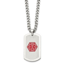 Stainless Steel Brushed Medical Dog Tag Necklace - 30 Inch