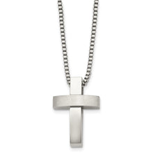 Stainless Steel Brushed and Polished Cross Necklace - 22 Inch