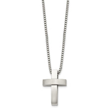 Stainless Steel Brushed and Polished Cross Necklace - 22 Inch