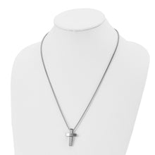 Stainless Steel Brushed and Polished Cross Necklace - 22 Inch