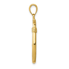 14k Yellow Gold 3D Fishhook Pendant