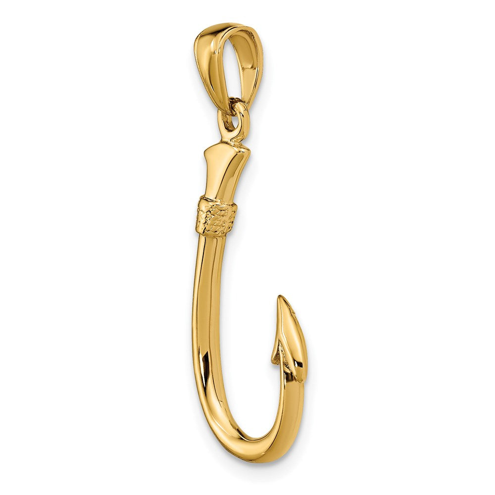 14k Yellow Gold 3D Fishhook Pendant