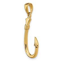 14k Yellow Gold 3D Fishhook Pendant