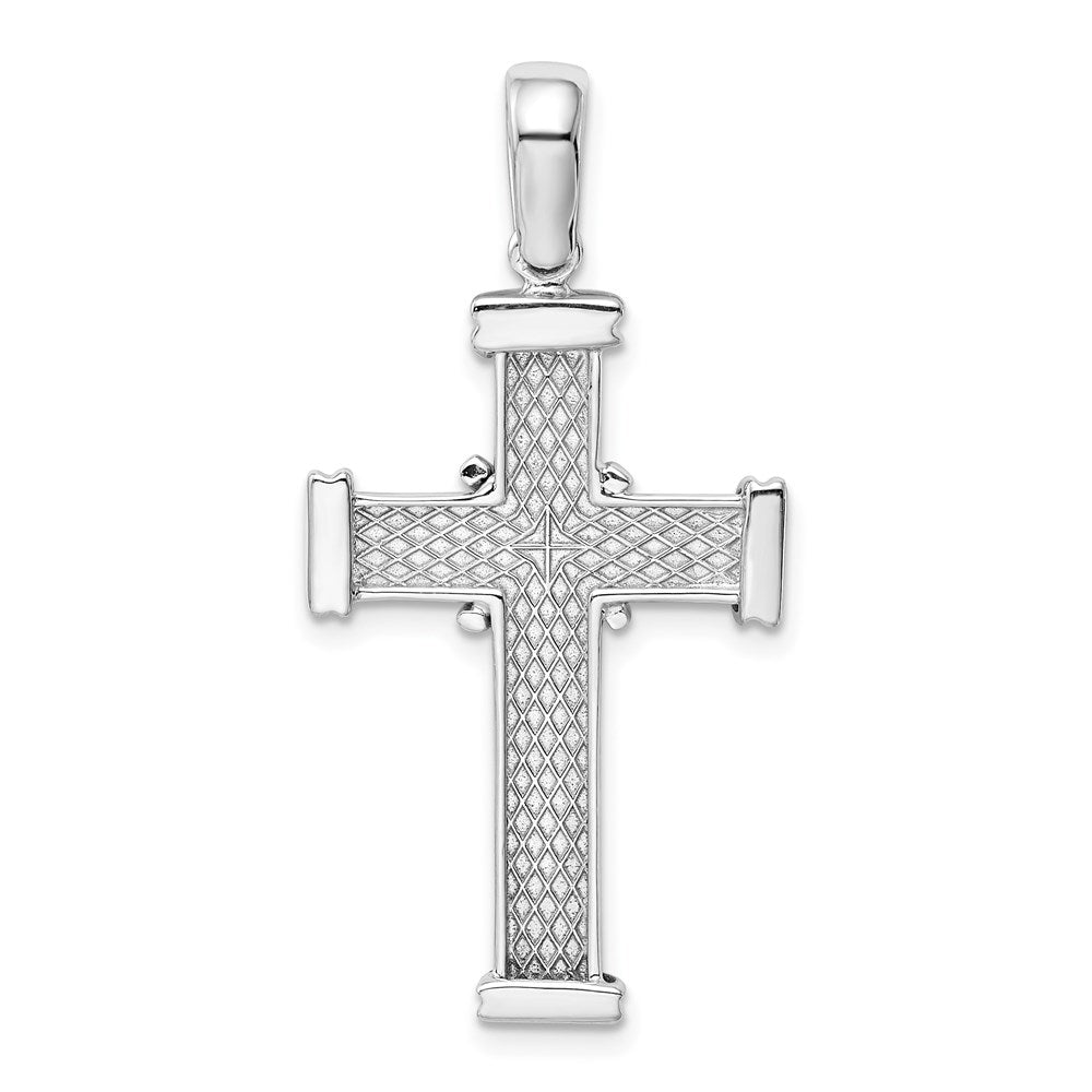 14k White Gold Polished Rope Cross Pendant