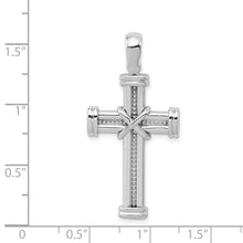 14k White Gold Polished Rope Cross Pendant